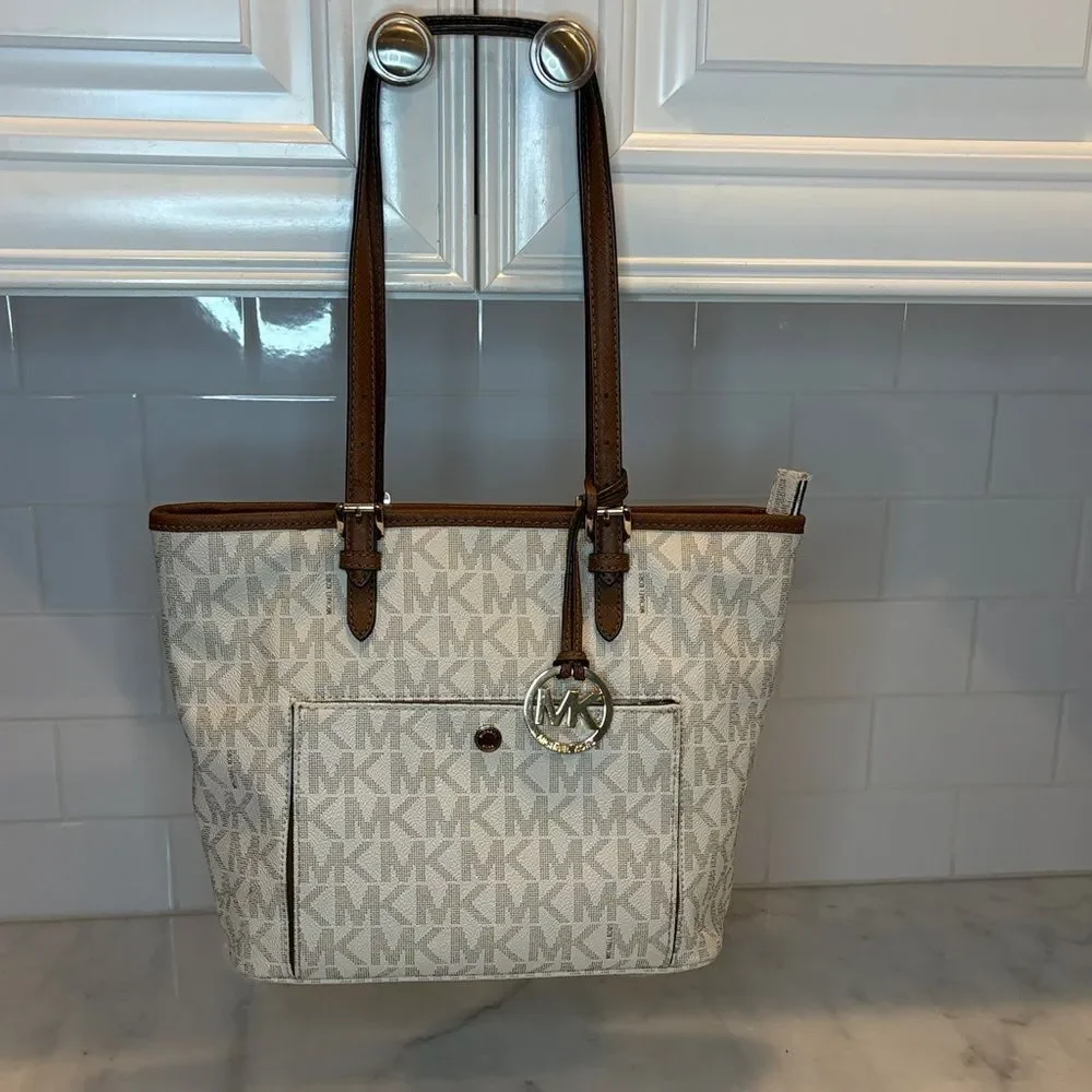 Michael Kors Bag Purse Handbag Pocketbook Jet Set Logo Large Signature Tote Bag